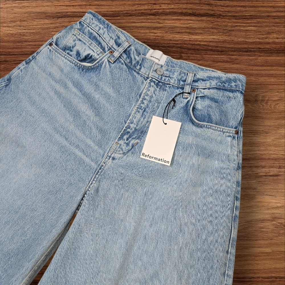 Reformation Addyson Light Blue Ultra Wide Leg Flare Jeans NWT - Picture 4 of 8